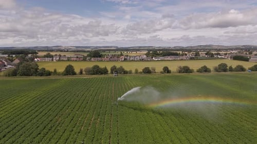 Aerial view of irrigation, United Kingdom.