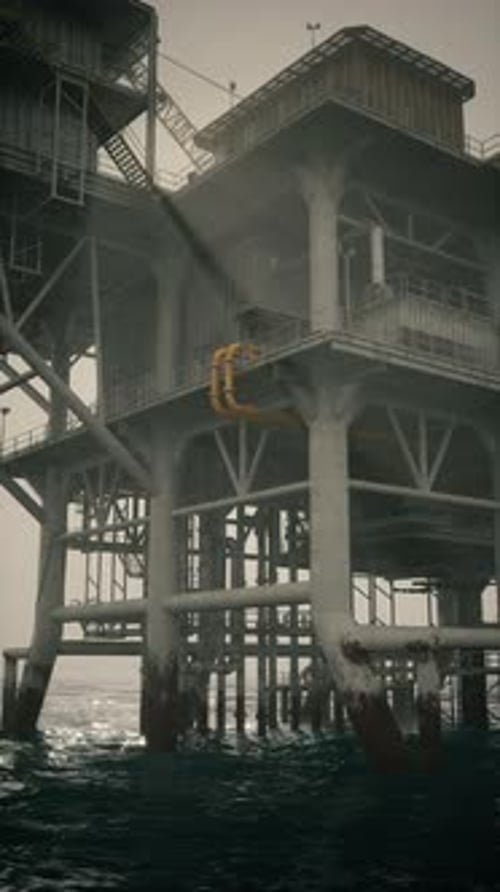 Exploring the Industrial Structures of an Oil Rig in Rough Waters