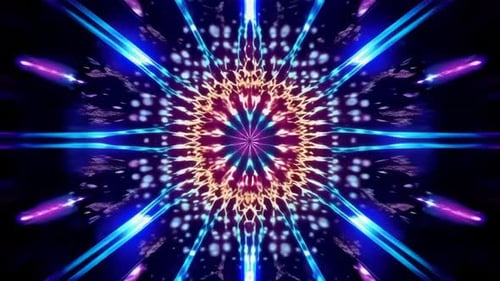 Abstraktes Neonkaleidoskop Motion Loop in Violett und Gold