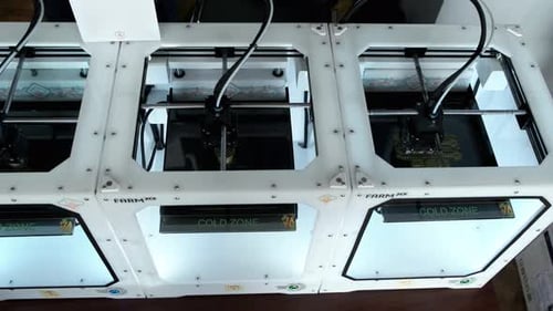 Modern White 3D Printer Printing Model From Plastic Automatic Three Dimensional 3d Printer Performs