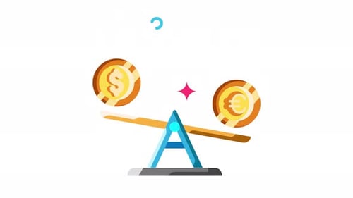 Animated Currency Exchange Balance with Dollar and Euro Coins