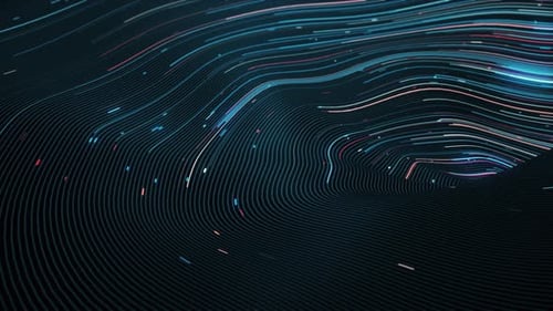 Abstract Flowing Lines and Glowing Particle Stream Background