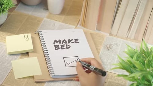 TICKING OFF MAKE BED WORK FROM CHECKLIST