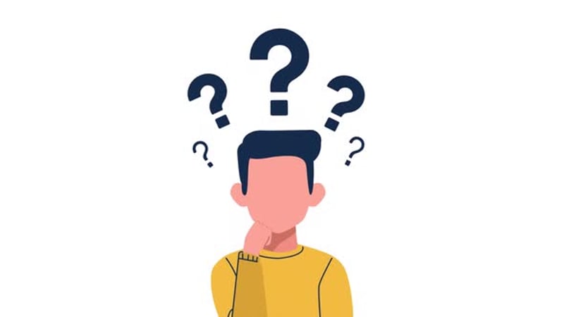 Animated Illustration of a Person Thinking with Question Marks ...
