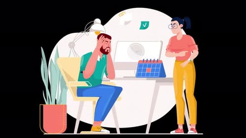 Animated Flat Design Illustration of Workplace Conflict and Stress