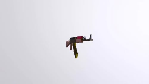 Low Poly 3D Animated AK-47 Rifle Rotation