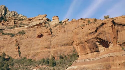 Slow pan along massive canyon wall in Arizona. 4K footage.