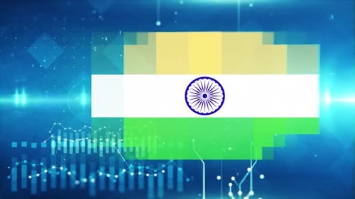 India Flag On Economy Background And Graph