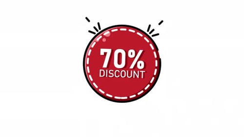 70% Discount Circle Icon animated video looping