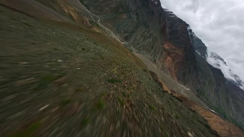 Himalayan Mountains and Green Hills Aerial View FPV Drone Flight