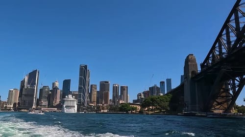 Pass beneath iconic steel arches, treated to panoramic views Sydney Harbour