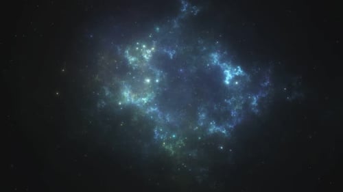 Animated Deep Space Blue and Green Nebula with Twinkling Stars