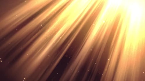 Abstract Golden Light Rays and Sparkling Particles Background