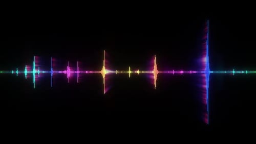 Vibrant Audio Waveform Animation on Black Background – Neon Music Visualization
