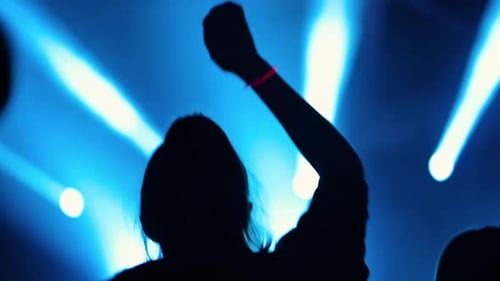 Girl Dancing in the Night Club. Concert, Neon Lights, Party, Relax, Clubbing