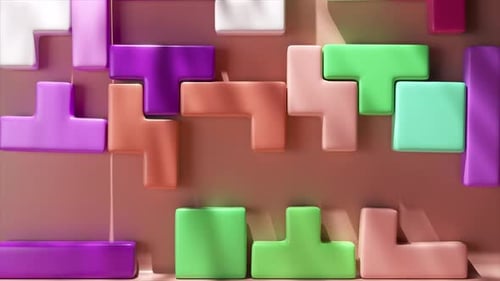 Glossy 3D Animation of Interlocking Puzzle Pieces in a Seamless Colorful Tessellation