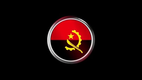 Angola Flag 3D Metallic Button Animation