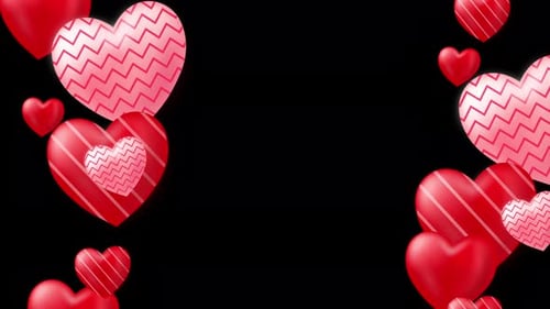 Floating Red and Pink Hearts Loopable Decorative Animation