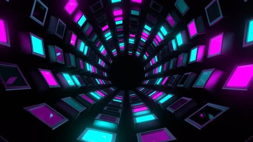 Cyan And Pink Slowed Rotation Strobe Tunnel Background Vj Loop In 4K