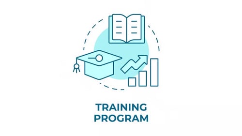 Trainingsprogramm, blaue Konzept-Symbolanimation