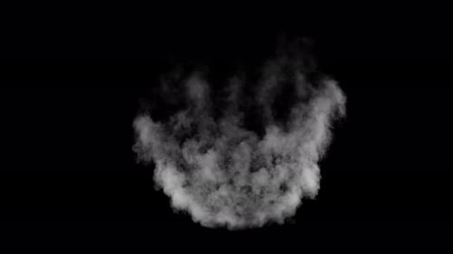Fume Collection: Steam spewing from bottom transforms into a sweeping cloud of smoke on black backgr