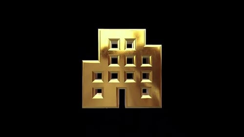 Rotating Gold 3D Corporate Building Icon Animation