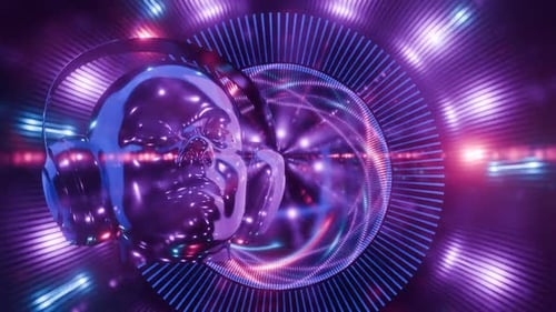 Abstract Background with Robot Head Psychedelic Loop