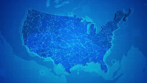 Animated USA Map with Futuristic Plexus Network