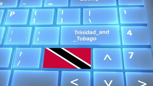 Flag of Trinidad and tobago on the Buttons on Keyboard With Country Name