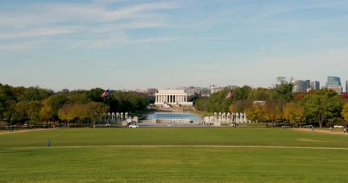 The Lincoln Memorial and the Reflecting Pool in National Mall Washington DC