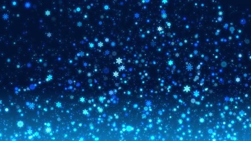 Sparkling Blue Snowflakes Falling Loop Background
