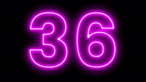 Glowing Neon Pink Number 36 Reveal Animation