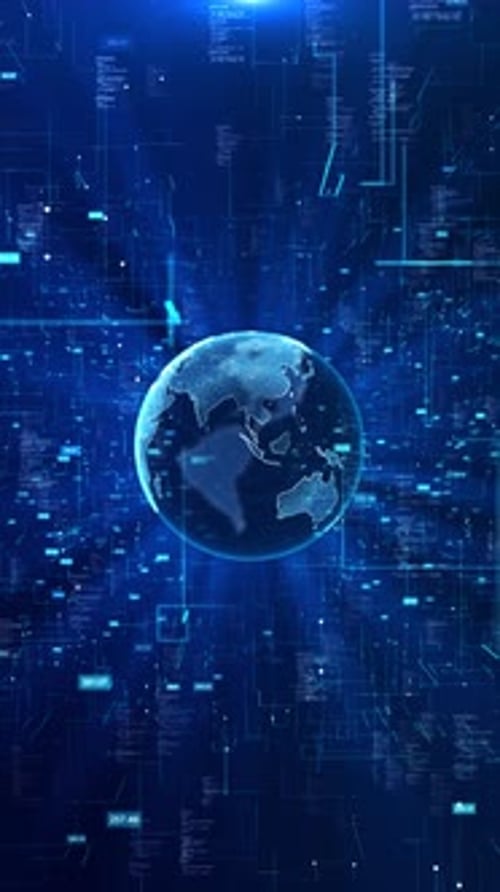 Futuristic earth map technology abstract Digital World Map with Binary Code background