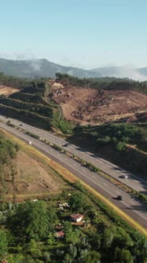 Traffic on the highway - vertical video