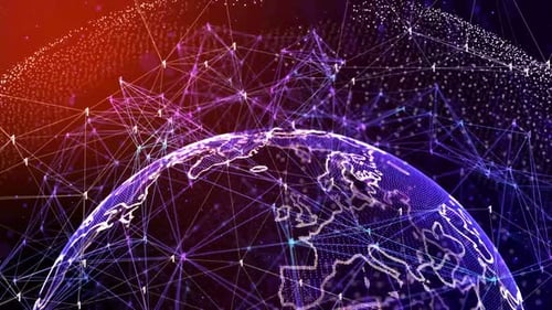 Erdkugel rotierende Plexus-Bewegung nahtlos mit Alpha