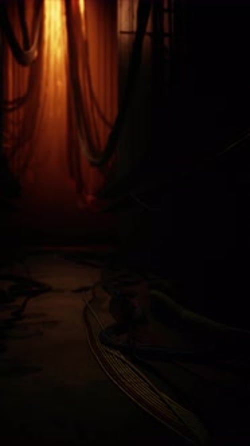 Dark Room With Curtains and Window Light