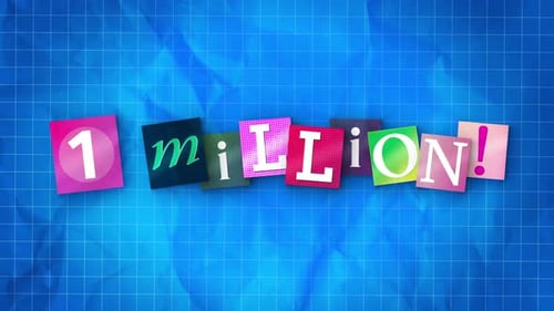 Crumpled Paper 1 Million Text Reveal Celebration Animation