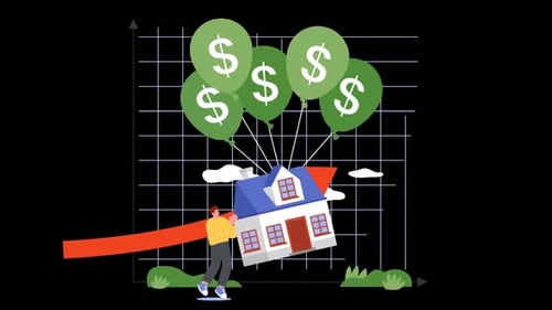 increase in home values, increase in real estate prices 4k animation