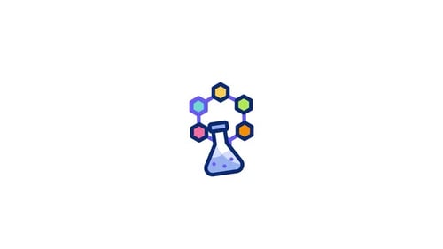 Animated Science Flask and Molecule Icon