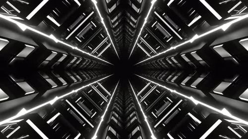 White Neon Glow Mirrored Tunnel Background Vj Loop In 4K