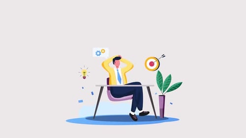 Animated Flat Design Business Man Achieves Goals And Ideas