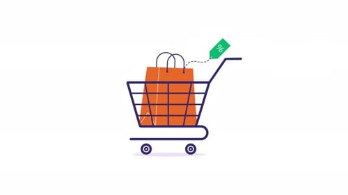 Flat Design E-Commerce Shopping Cart Animation