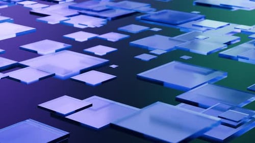 Abstract Digital Background with Floating Blue Glass Squares