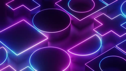 Abstract Neon Geometric Shapes Dynamic Background