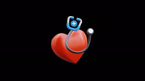 3D Animated Heart and Stethoscope Medical Icon
