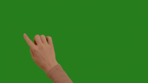 Femme faisant des gestes à la main, lignes, courbes graphiques, sur fond d'écran vert, touche chromatique.