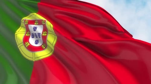 Realistic Portugal Flag Waving Animation Loop