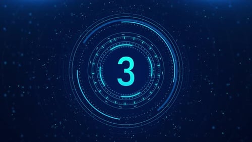 Backward Counting Sequence Digital Countdown Leader Timer with Digital Numbers on Black Digital