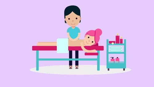 Flat Design Animation of a Person Receiving a Spa Massage