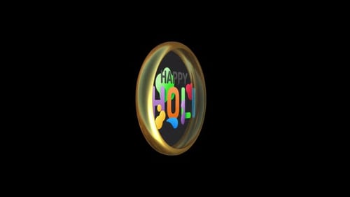 3D Happy Holi Title Reveal with Rotating Golden Circle